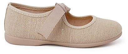 Pisamonas Ballerine di Lino Chiusura Fiocco Grosgrain Misurare 24 Colore Ecru