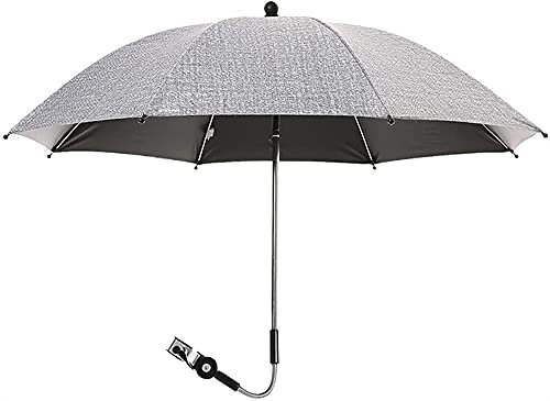 TIIFFY Sombrilla Carro Bebe Universal Gris - Mini Paraguas Cochecito Niño Niña Protección Solar Apertura Manual - Sombrilla Lluvia para Carrito Silla de Paseo (Color : Gray, Size : 85cm)