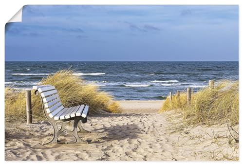ARTLAND Wanddeko Poster & Kunstdrucke Wandposter 60x40 cm Querformat Landschaften Küste Strand Idyll Meer Sitzbank Ostsee Graal Müritz U4PR
