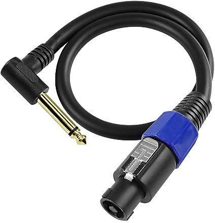 MEIRIYFA Speakon a 1/4 cavo altoparlante mono, angolo retto 6,35 mm (1/4) TS maschio spina a Speakon maschio cavo audio Speakon con blocco a torsione - 0,5M