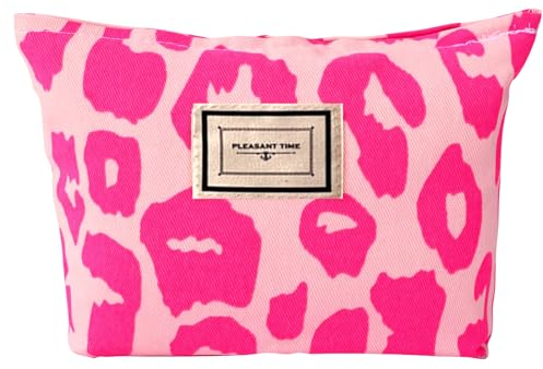 Nayyana® Kosmetiktasche mit rosa Leopardenmuster für Damen, großes Fassungsvermögen, Canvas-Make-up-Taschen, Damen-Handtaschen, Geldbörsen, Reisen, Kulturbeutel, Zubehör, Organizer