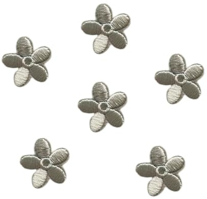 Wambere 10 Stück Blumen Applikationen,Patches zum Aufbügeln,Aufnäher Flicken zum Aufbügeln,Gestickter Blumenaufnäher,Bügelbild Aufbügelflicken,für DIY Kunsthandwerk Kleidungsdekoration,Grau