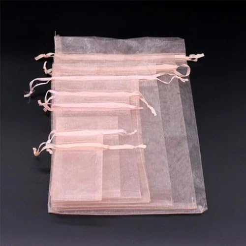 WZBAO 100 Stück Organza-Beutel, transparente Organza-Geschenkbeutel mit Kordelzug, Schmuck-Bevorzugungsbeutel, Weihnachts-Süßigkeits-Hochzeits-Party-Beutel, 5 x 7 cm