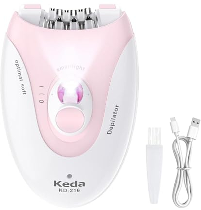 Epilierer Damen mit einer Mini-Reinigungsbürste, Gesichtsepilierer Damen mit LED-Licht, Damenrasierer Elektrisch für Frauen, Gesicht, Körper, Achselhöhle, Bikini, Bein(FARBE:rosa)