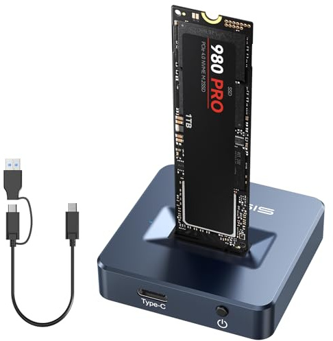 ACASIS M.2 NVMe & SATA SSD Docking Station, 10Gbps USB-C Adapter | Aluminum alloy, tool-free design, supports 2230-2280 M.2 drives, USB-C to C cable. Plug-and-play for Windows, Linux & macOS