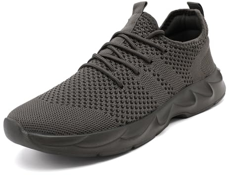 UROMGV Herrpromenadskor Träningsskor Gymskor Sportskor Sneaker Löpning Tennisskor Andningsbara Fritid Löparskor för Landsväg Slip on Lättviktiga Smyg Löparskor, Mörkgrå, 41 EU