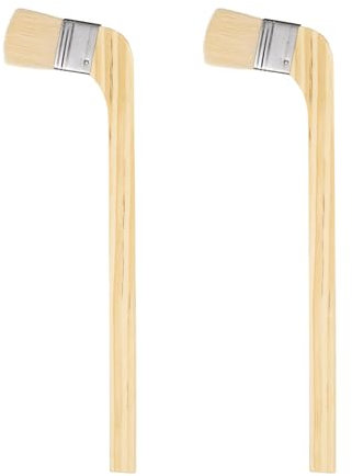 sourcing map Paint Brush 2Pcs 2 Brush Width Reusable Variety Angled Bend Brushes Radiator Paint for All Latex Oil Painting Furniture Walls Treatment, Brown