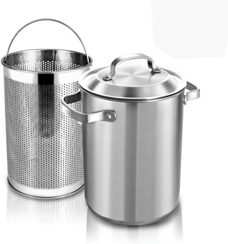 CWCQGH Asparagus Pot 304 Stainless Steel Asparagus Vegetable Steamer Pasta Cooker French Fry Pot with Strainer Basket and Lid Gas Electric Induction Dishwash