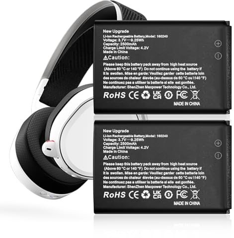 Batteria per Steelseries Arctis Pro Wireless, 2500 mAh, batteria di ricambio agli ioni di litio per cuffie Siberia 800, Siberia 840, 61298RX, cuffie da gioco wireless H, batteria 160240, confezione da
