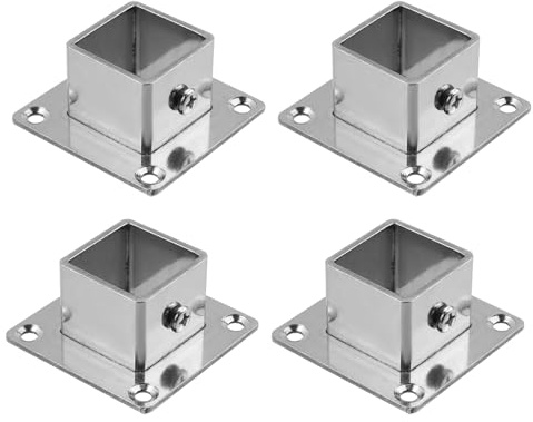 Coshar 4Pcs Square Post Base Stainless Steel Square Post Flange Base Heavy Duty Post Base for Fence Deck Railing or Deck Mount (1 x 1)