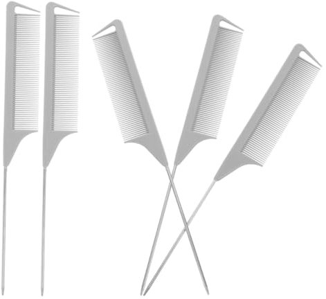Mikinona 5 Pezzi Pettini Per Cotonare Per Salone Pettini A Coda Di Topo In Acciaio Pettine Per Cotonare I Pettine Per Tagliare I Per e Strumenti Per