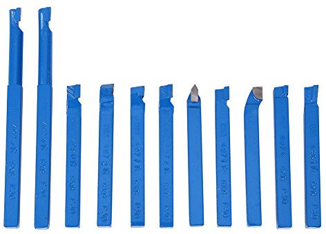 11 Pcs Wood Lathe Turning Tool Set, Metal Lathe Tooling, Milling Cutting Turning Tool Set, Carbide Tipped Weld, Stainless Steel, for Metal Lathe Turning, Boring