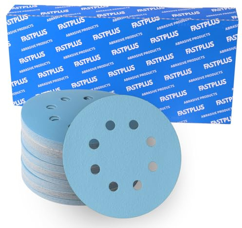 FASTPLUS 50 Disques Abrasif 125mm Grain 600 8 Trous Disque abrasif orbitale | Le Grain Céramique Auto-affûtant Pour le ponçage du bois, du métal, la réparation automobile et le bricolage