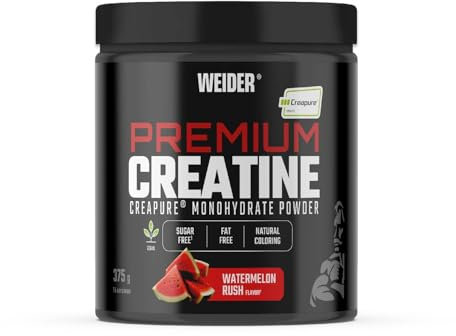Weider Premium Creatine (375g) Gusto Anguria, Creatina Monoidrato 100% Creapure, assorbimento ottimale, Senza Zucchero,Vegano, Aiuta ad aumentare le prestazioni fisiche (75 porzioni)