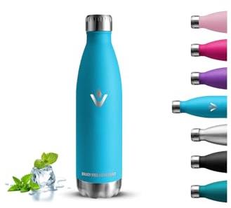 Borraccia Termica, Borraccia 500 ml, Senza BPA, Borraccie Acciaio Inox, Senza Perdite, Borracce 0,5 litri, Acciaio Inossidabile 18/8, Bottiglie Metallo per Scuole, Campeggio, Uffici, Caffè, Viaggio