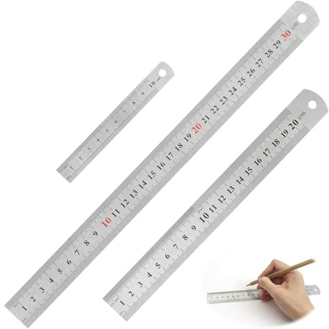 Set De 3 Reglas De Acero Inoxidable, 10 cm, 20 cm, 30 cm, Reglas Con Doble Escala Métrica E Imperial, Regla De Metal Para Ingeniería, Escuela, Oficina Y Diseño, Herramienta De Medición Precisa