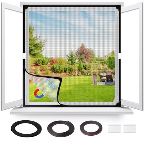Fliegengitter Fenster Magnet, Diy Insektenschutz Magnetfenster 130X120cm, Zuschneidbar Bis, Fliegengitter Für Fenster Magnet, Diy Insektenschutz Fenster, Magnet Rahmen Für Fliegengitter Fenster