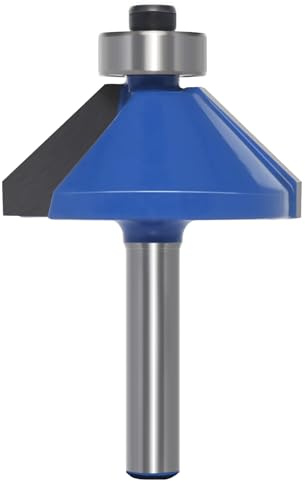 45° Chamfer Router Bit, 1/4 Inch Shank, 1-3/8 Cutting Dia | Chamfer & Bevel Edging Router Bit, Tungsten Carbide Tipped ,Ideal for Chamfering, Edge Beveling & Miter Joints