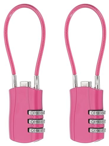sourcing map 2 lucchetti da viaggio per bagagli, con cavo a 3 cifre, larghezza 30 mm, corpo con cavo lungo 13,5 cm, per valigie, borse, armadi, piccole recinzioni, palestra, rosa