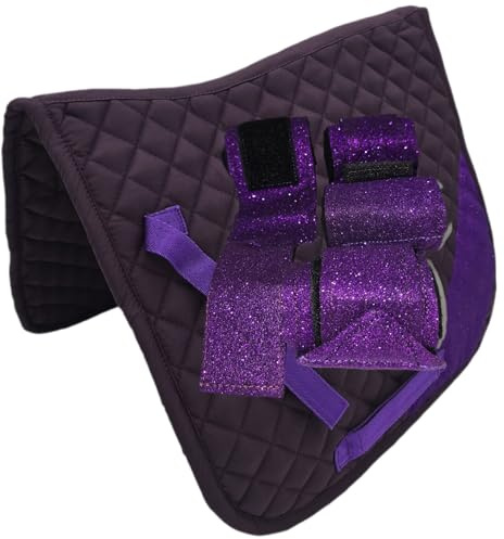 Tysons Breeches Glitzer Schabracke mit Bandagen Set Rosa Rot Hellblau Lila Braun Schwarz Glitzerschabracke Glitzerbandagen Minishetty Shetty Welsh Setpreis (Lila, Shetty)