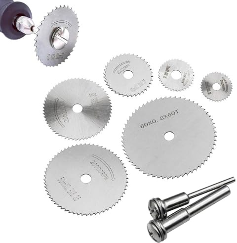 8Pcs Rotary Drill Saw Blades,HSS Saw Disc Wheel Cutting Blades,Drill Saw Blades,Steel Saw Disc Wheel Cutting Blades with Straight Shank Mandrel for Drills Rotary Tools Wood Plastic Metal Cutting