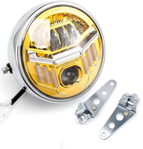 Motorrad scheinwerfer 6.5'' LED Runder Frontscheinwerfer Mit Halterung für Cafe Racer Bobber CB900 CB400 CB1300 CB1100 Thruxton 1200 GB350 R nineT Pure (Silberne Schale)