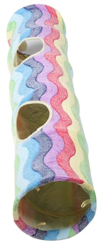 Angoily Faltbarer Katzentunnel aus Langlebigem Material Bunter Regenbogen Tunnel zur Katzenbeschäftigung und Training Klappbar Kratzfest für Indoor Outdoor spielspaß