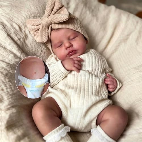 Zero pam Reborn Baby Lebensecht-50CM Reborn Baby Mädchen, Babypuppen Wie Echt, Echte Babypuppe, Echte Puppe, Reborn Puppen Lebensecht Mit Haaren