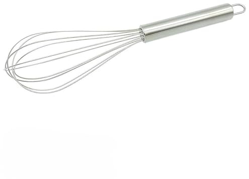 Genérico Batidor Manual Grueso (8, Acero Inoxidable + Silicona) | Semi-automático, Mini | para reposteros, Cocineros | Batir Crema/Huevos