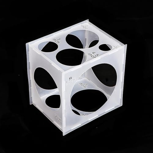 Foldable Balloon Sizer,Collapsible Plastic Balloon Sizer Box with 11 Holes Measurement Tool for Arches, Columns, Cubes & Stacks, Fits 2 to 10 Inch Balloons