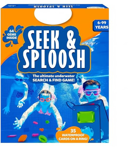 Genérico Juguetes para bucear en la Piscina: Juego de búsqueda y búsqueda submarina en la Piscina | 64 Gemas de Buceo y 35 Tarjetas Impermeables | Verano Juego acuático al Aire Libre