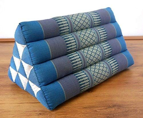 livasia Rückenstützkissen mit Muster - 30x50x30cm - Dreieckskissen für den Garten, Keilkissen mit Kapok, vegan und handgefertigt, Meditationskissen (Hellblau)