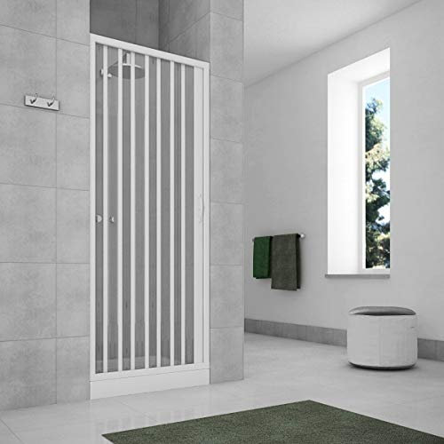 Porta doccia a soffietto per box doccia nicchia 140 cm profilo riducibile fino 60 (100-80X185)