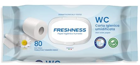 FRESHNESS Toallitas WC Papel Higienico Humedo 80Uds. Toalla, Multicolor, 80 Unidades