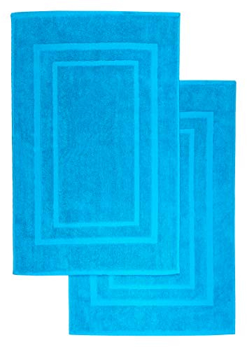 NatureMark Confezione da 2 tappetini da bagno e doccia, in 100% cotone, da 50 x 80 cm, di colore Turchese