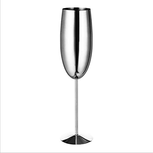 Flute da champagne, bicchiere da vino rosso, in acciaio inox spazzolato, bicchiere da champagne in acciaio inox, scelta perfetta per feste, matrimoni, compleanni (argento)
