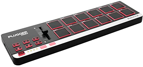 Plugger Studio Pocket Pad Controller MIDI USB ultra compatto per PC e Mac. 12 cuscinetti sensibili alla velocità. Compatibile con tutti i software MAO DAW DJ Plug-in Strumenti virtuali.