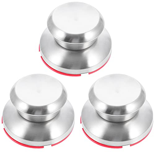 Angoily 3 Stücke Edelstahl Topfdeckelgriff Topfdeckelknopf Topfdeckel Knopf Griffe Deckel Ersatzgriff Topf Griff Ersatz Knauf Deckelknopf für Glasdeckel Kunststoffgriff Pfannendeckel