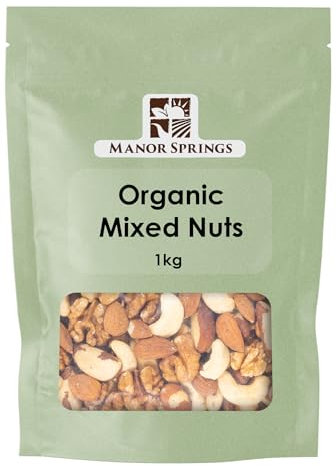 Organic Mixed Nuts 1kg - Raw & Unsalted by Manor Springs Organic (Brazils, Cashews, Walnuts & Almonds)