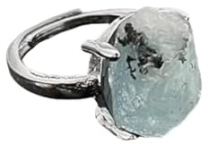 WLLDDDIU Damenring, Naturstein, Kristall, Aquamarin, unregelmäßig, Charme, Ring, Schmuck, Damen, Party, Geschenke, Ring aus Stein, verstellbar