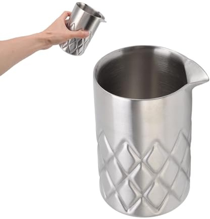 550ml Cocktail Mixing Glass, Stainless Steel Cocktail Jug Metal Mixing Pitcher for Stirred Cocktail Double Walled Drink Mixing Tin Maker