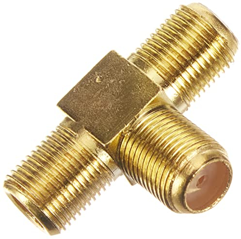 conecto F-Verbinder, doppel F-Kupplung, 1x F-Buchse auf 2X F-Buchse, Adapter zur Erweiterung von Antennen-Kabel/Koaxial-Kabel, vergoldet