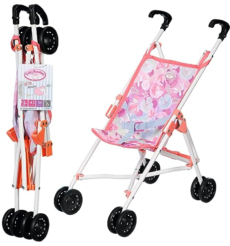 Baby Annabell 707487 Active Stroller - Faltbarer Puppenwagen mit 3-Punkt-Gurt, 53 cm Griffhöhe in rosa.