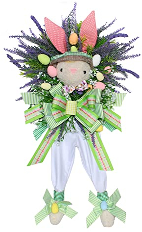 2 x Osterkränze für Haustür, Osterhasen, Frühlingskranz, künstliche Blumenringe, Weihnachtsblumenring für Familie, Osterdekoration