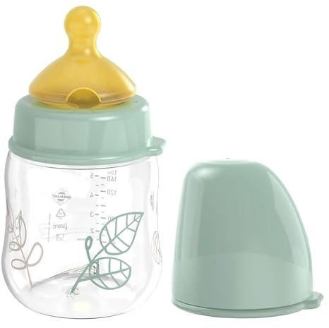 nip Cherry Weithalsflasche 150ml Babyflasche mit Naturkautschuk-Trinksauger | Anti-Colic Trinkflasche aus Kunststoff für Babys, Rundsauger Kirschform, Ventil für gleichmäßigen Lufteinstrom, Gr. S türkis