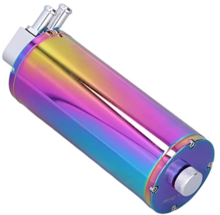 XTevu Universal Car Oil Catch Can Round in Lega di Alluminio con Indicatore di Tubo Trasparente - Capacità 350 Ml, Separatore D'olio, Serbatoio di Sfiato
