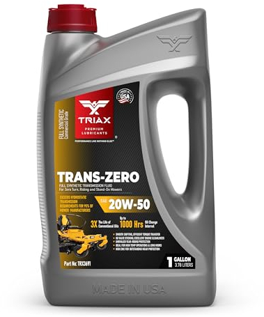 TRIAX Trans Zero 20W-50 Full Synthetic Hydrostatic Transmission Oil for Zero-Turn, Ride-On Lawn Mowers and Tractors (1 Gallon / 3.78 Litres)
