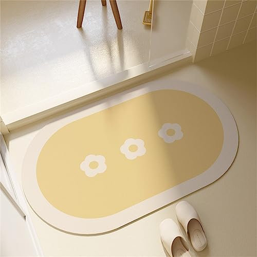 Badezimmerteppich, Badematte Rutschfest, Duschmatte Rutschfest, Duschvorleger, Badvorleger Badteppich Rutschfest Waschbar Teppich Badezimmer, Bathroom Mat, Bath Mat Mats, Bad Teppich, Gelb-120x160cm