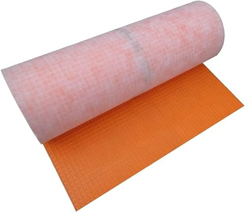 Entkopplungsmatte aus Polyethylen-Kunststoff mit elektrischer Membran, wasserdicht und permanent, für Boden, 30 m, Orange (1 m x 30 m = 30 m²)