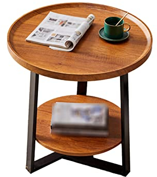 SAyfur Runder Holztisch, kleine Gartentische, einfach zu montierende Holztische, Stabiler Sofa-Beistelltisch für kleine Räume, Balkon, Café (Größe: 60 x 60 x 60 cm, Farbe: C) Full of Stars